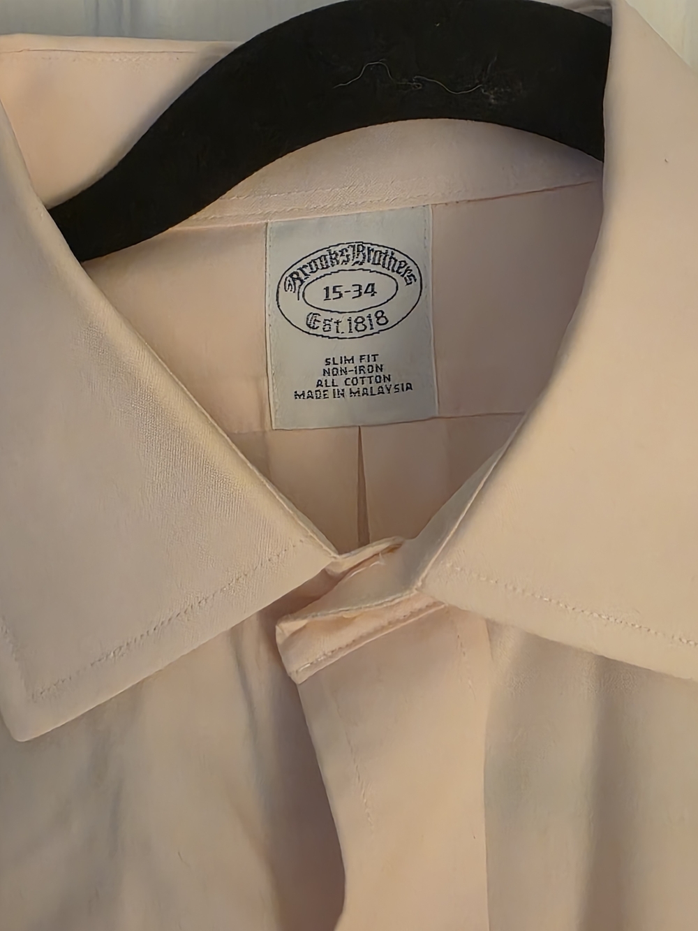 Brooks Brothers Slim Fit Dress Shirt in Soft Pink - Men's 15, 34